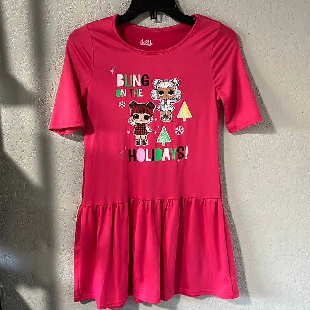 LOL Surprise Dolls Dress Christmas Pink Bling on the Holidays Size 10/12